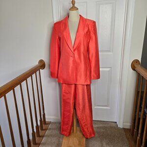 Morgan Miller Lightweight Coral One Button Pantsuit Jacket Sz 10